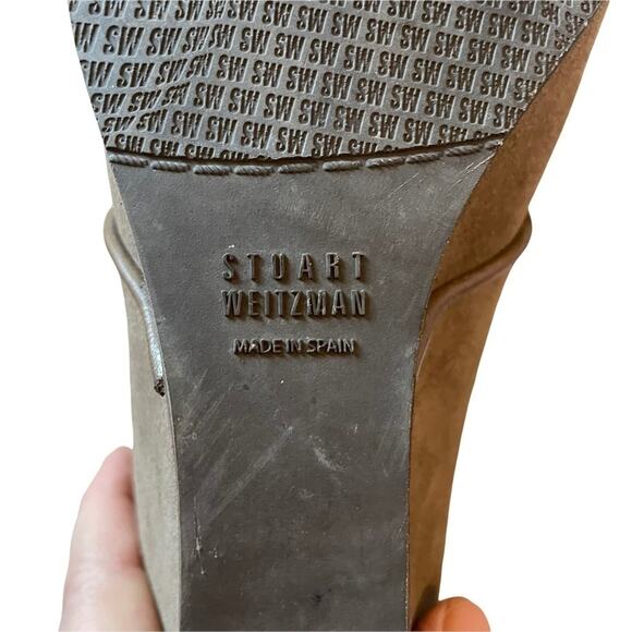 Stuart Weitzman Kalahari Tan Suede Hidden Wedge Lace up Booties Size 7 - Picture 8 of 12